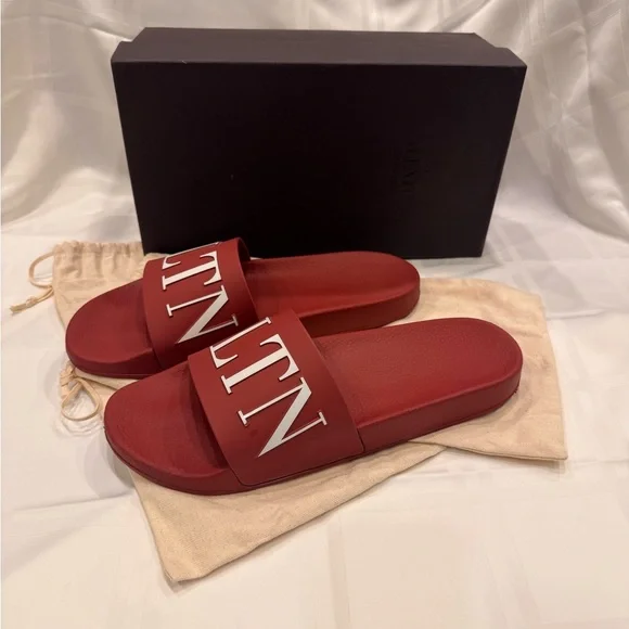 Valentino Red Slide Sandals - Picture 2 of 5